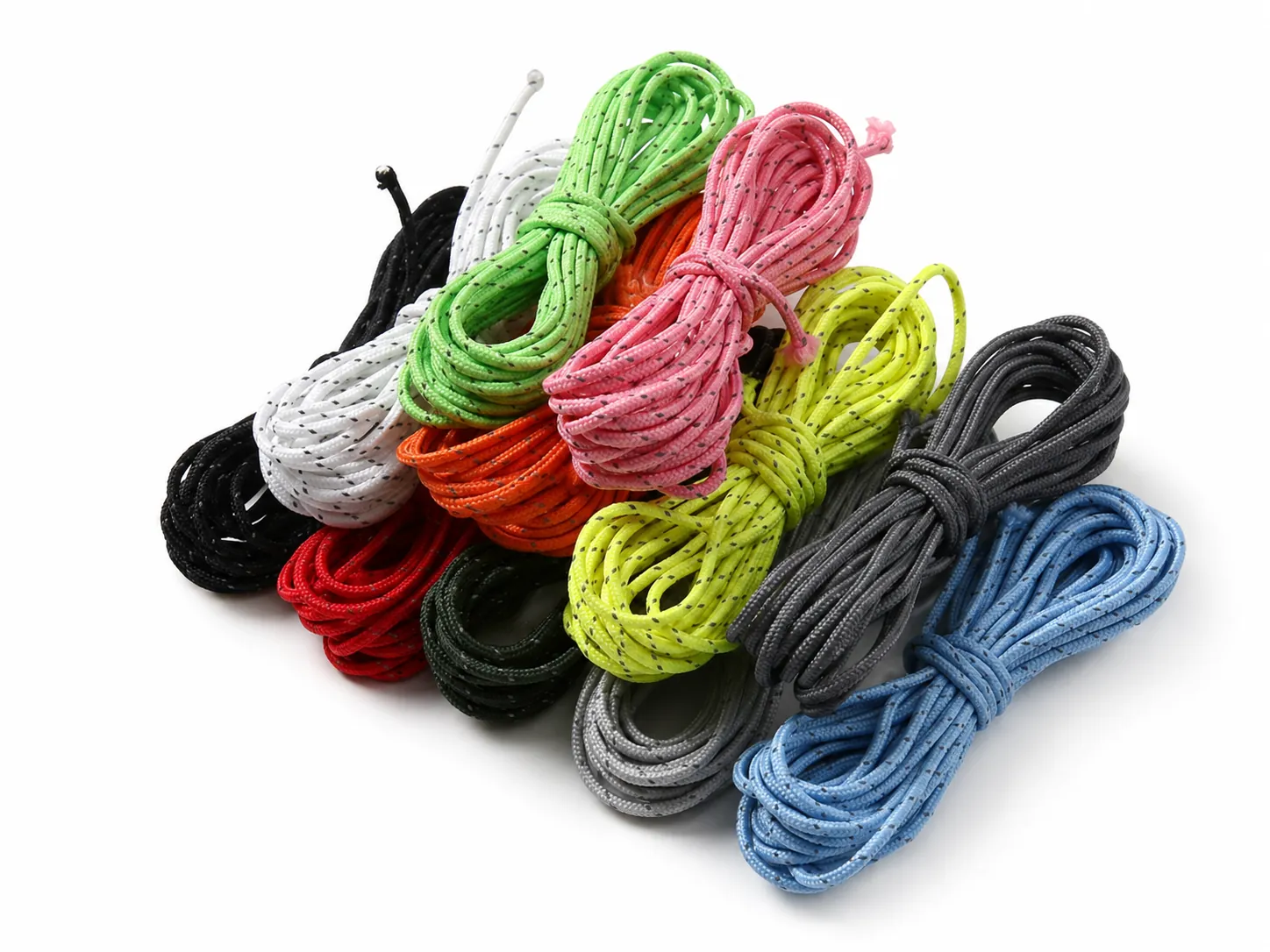 Assorted reflective braided cords in many colors