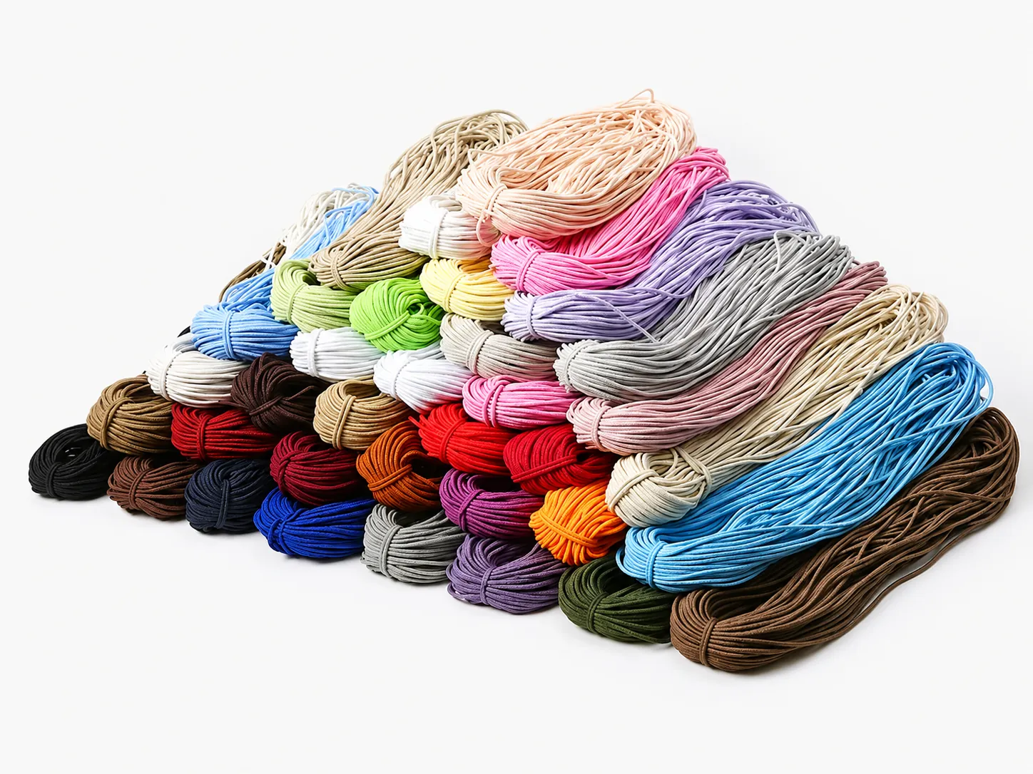 Pile of pastel and bright colored elastic cords