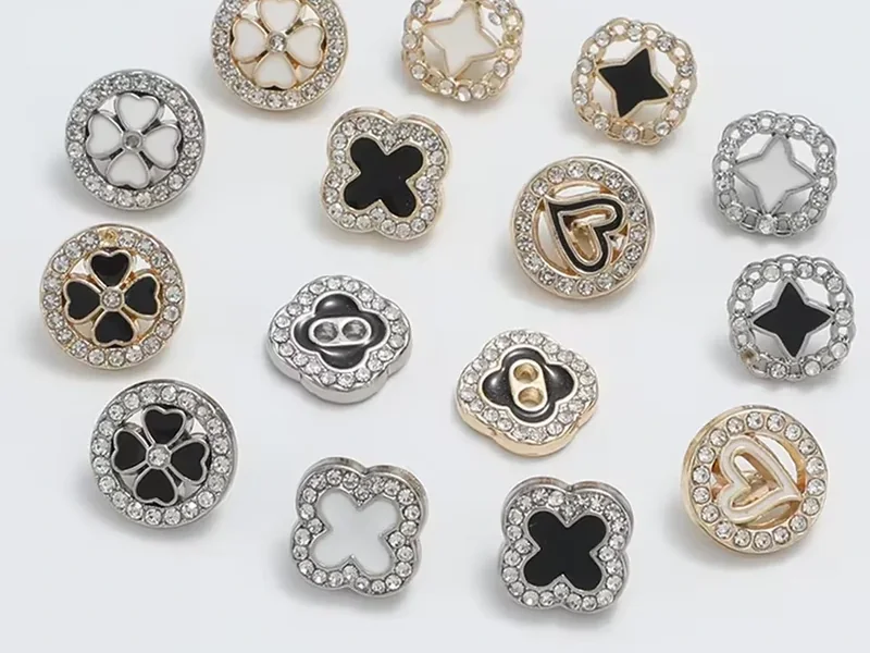 black white enamel crystal buttons for fashion jackets and womenswear
