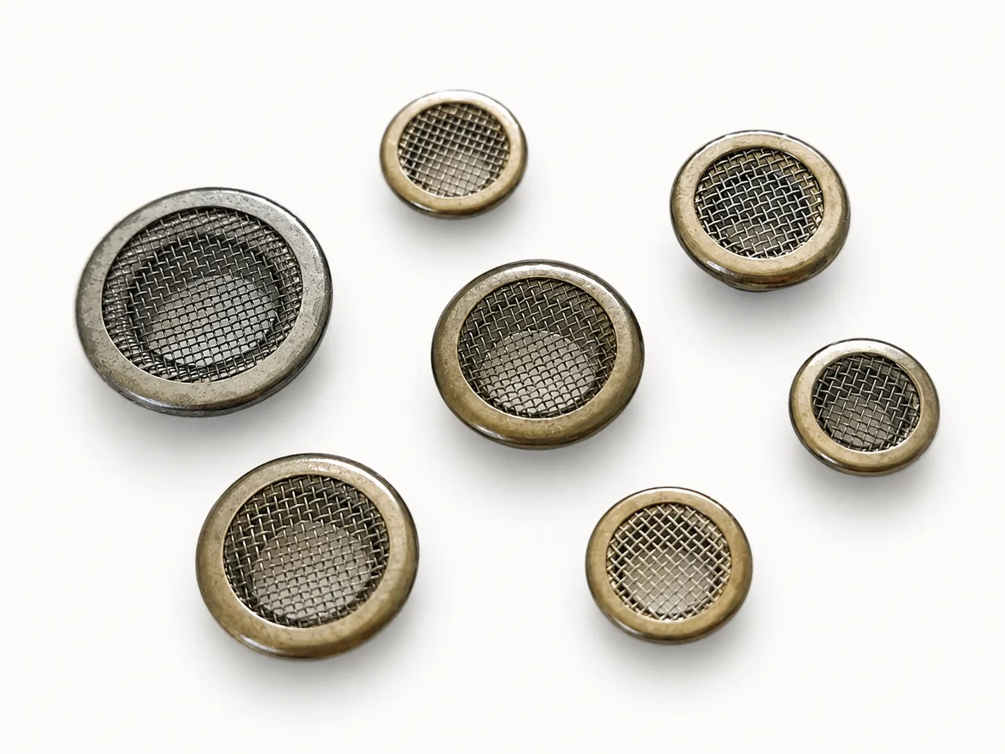Mesh ventilation eyelets in several sizes with screen inserts