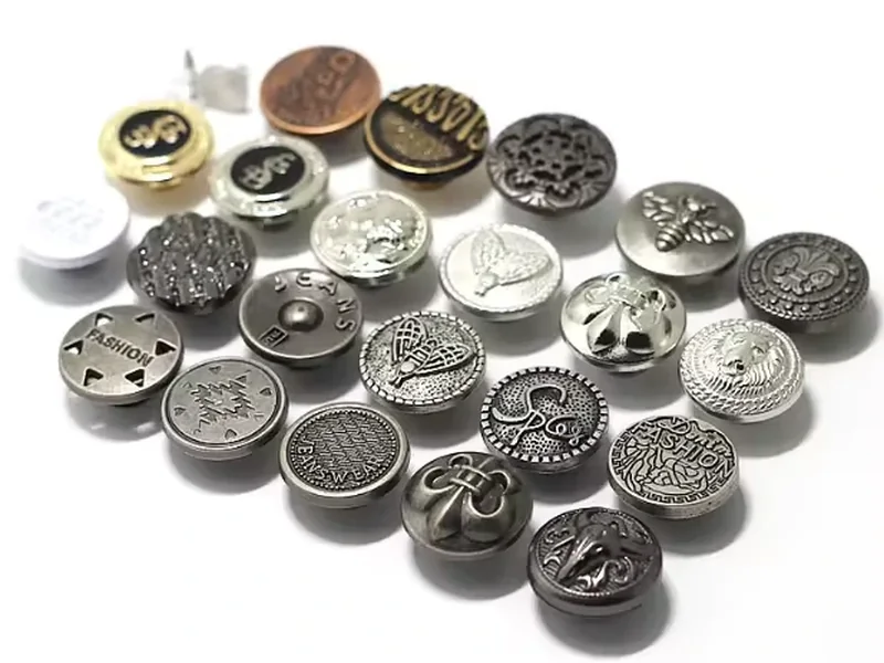 mixed metal logo buttons for branded denim apparel