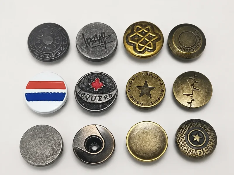 custom logo button samples for private label denim brands