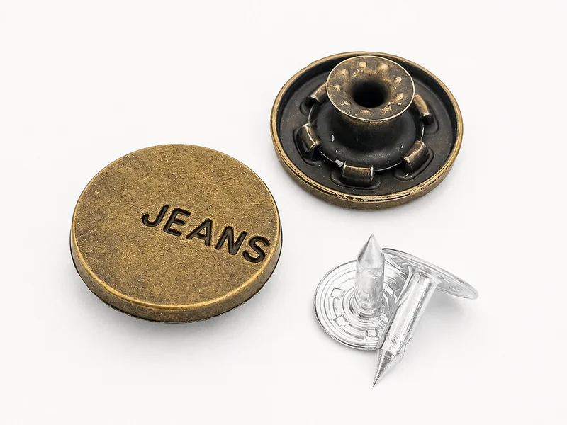 antique brass jeans button cap with back shank and nail posts