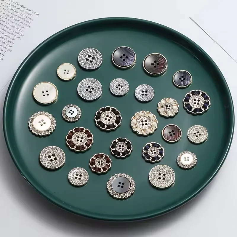 crystal floral metal button assortment for premium fashion garments