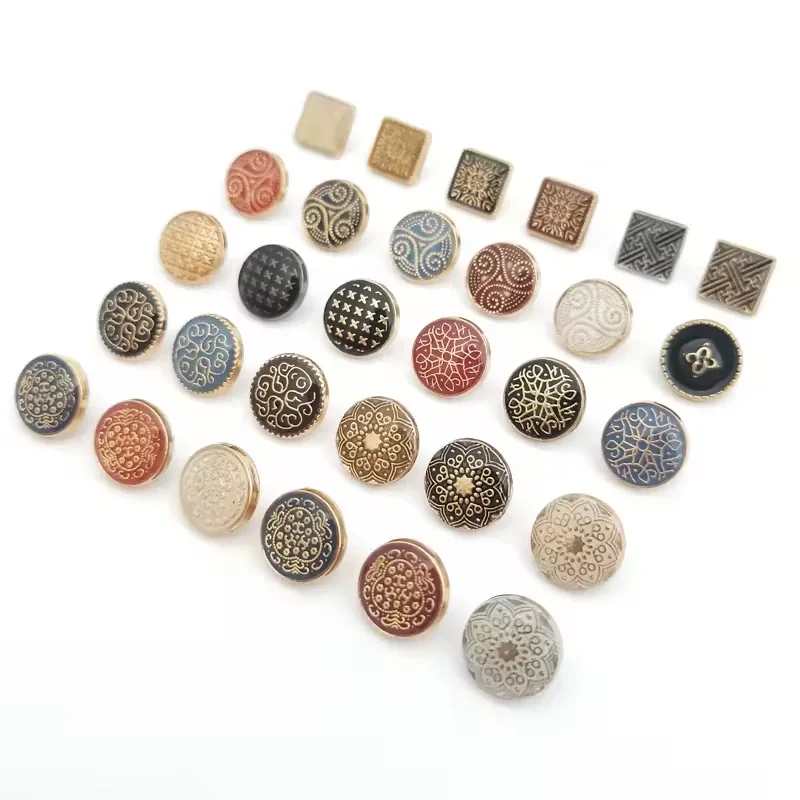 vintage engraved enamel metal buttons for coats and knitwear