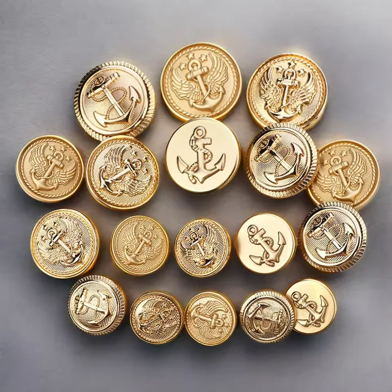 gold anchor crest blazer buttons for uniforms and outerwear