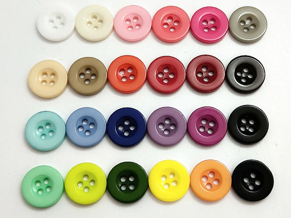 gloss color four-hole polyester shirt buttons in assorted shades