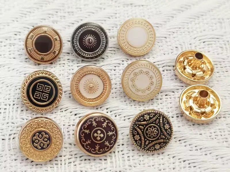 vintage pattern metal shank buttons for coats and cardigans