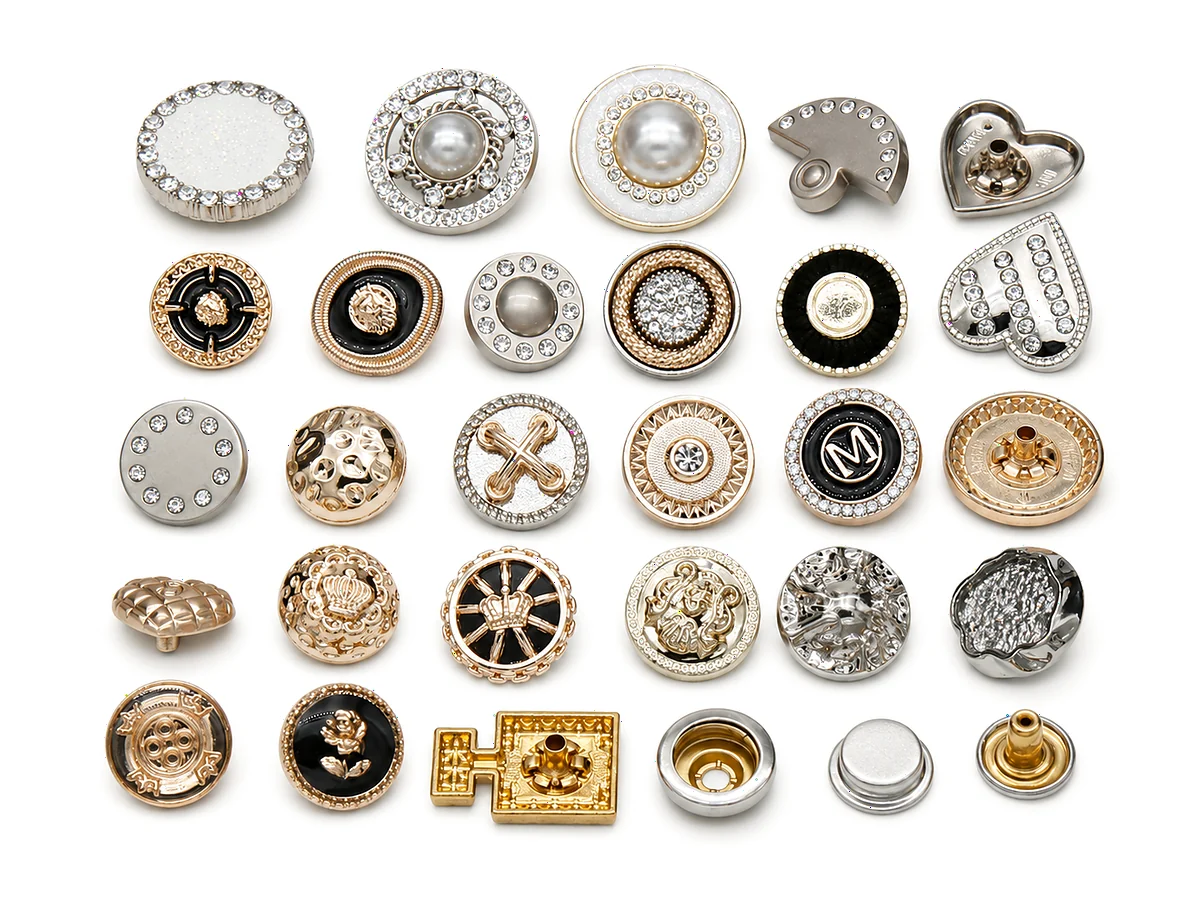 decorative rhinestone pearl and enamel snap buttons for fashion garments